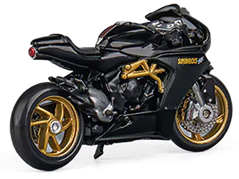 Back. CM Models - MV Agusta Superveloce 800 Motorcycle Black and Gold with Figure 1/64 Diecast Model by CM Model - Black and Gold.