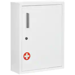 Kleankin - Medicine Cabinet with Shelves Inside & On Door, Locking Medical Cabinet - White