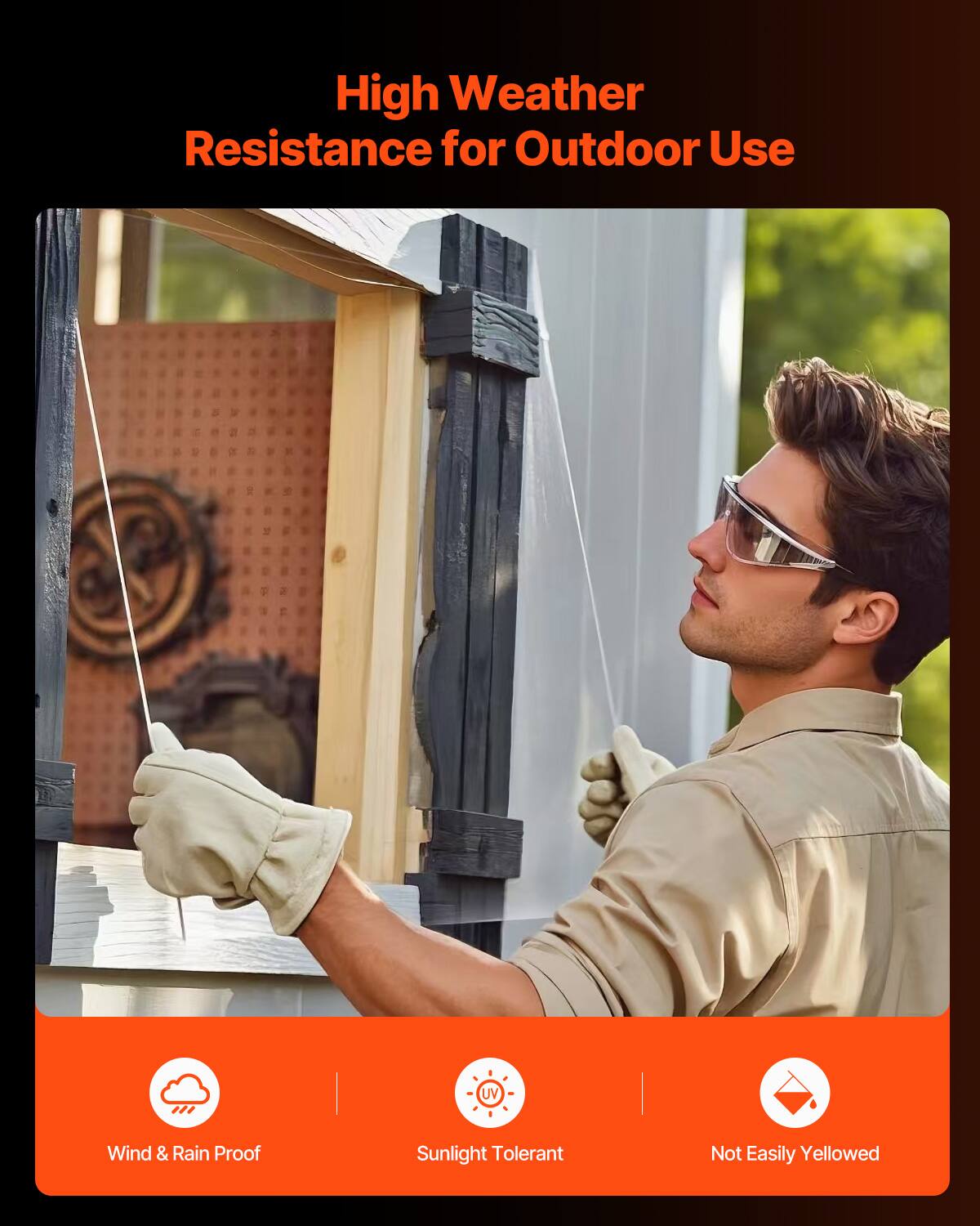 High Weather Resistance for Outdoor Use

- UV
- Wind & Rain Proof
- Sunlight Tolerant
- Not Easily Yellowed