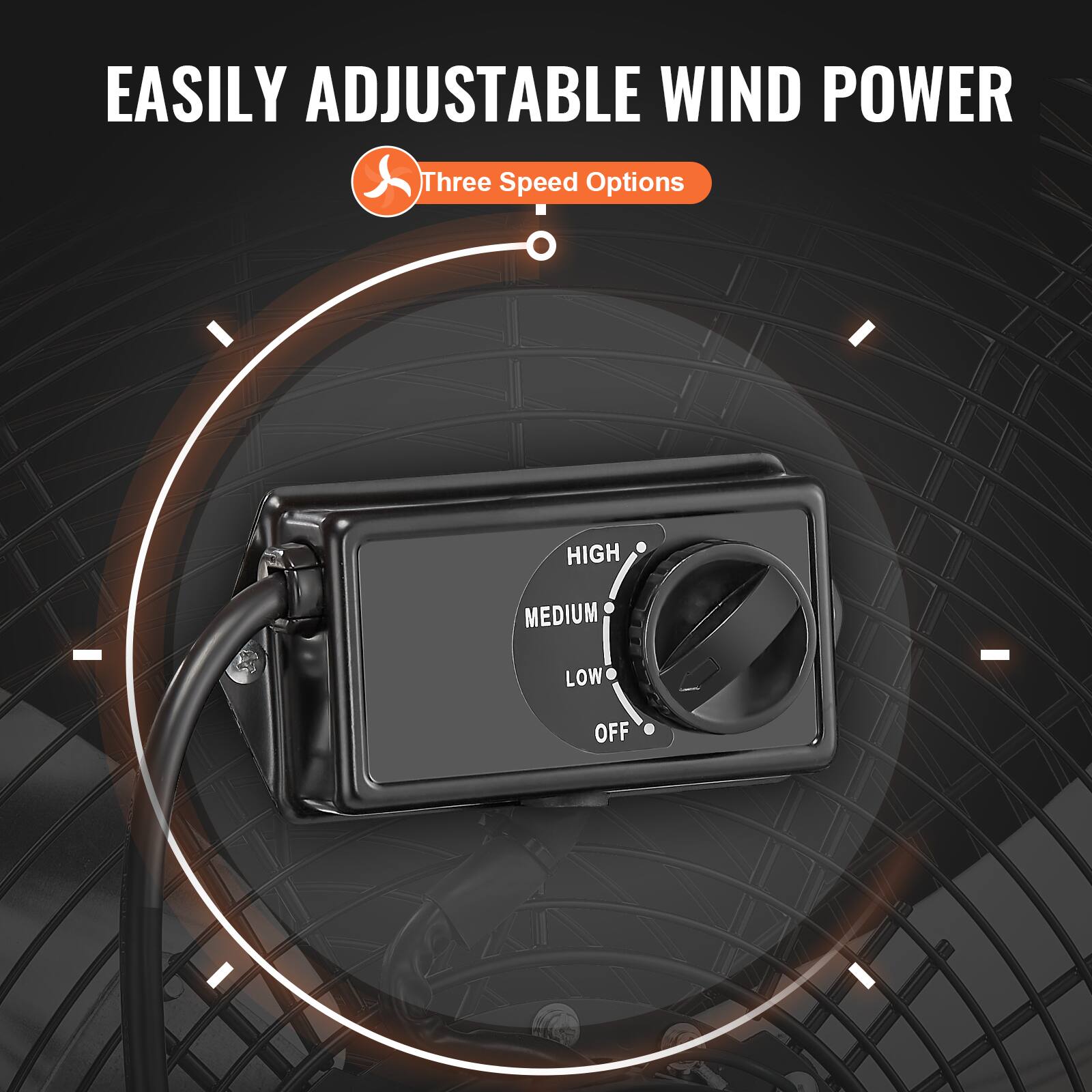 EASILY ADJUSTABLE WIND POWER  
Three Speed Options  
HIGH - MEDIUM - LOW - OFF