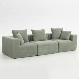 Kadyn - Modular 3-Seat Sectional Sofa, All-Foam Deep Seat Chenille, Low Profile - Green