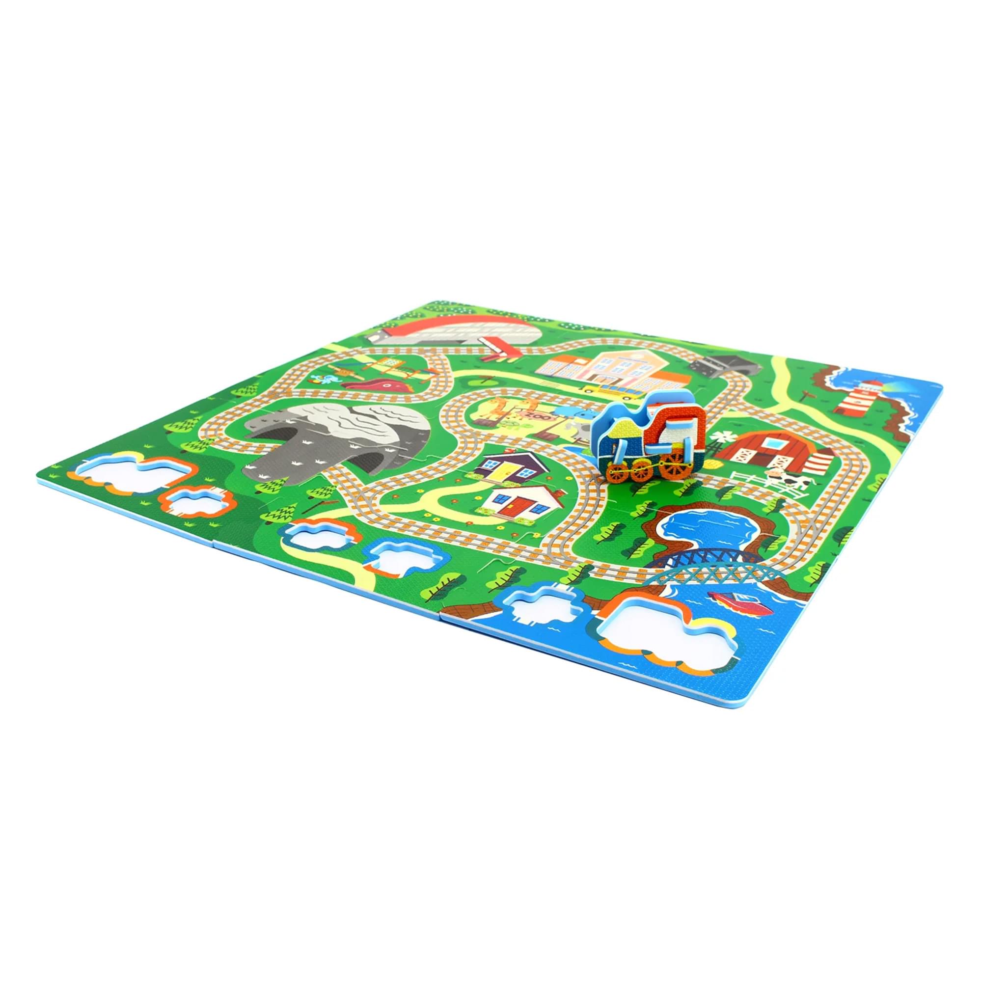 Alt View 10. TriAction Toys - Sunta Play Mat DIY Train Track and Train | 9 Piece Set - Multicolored.