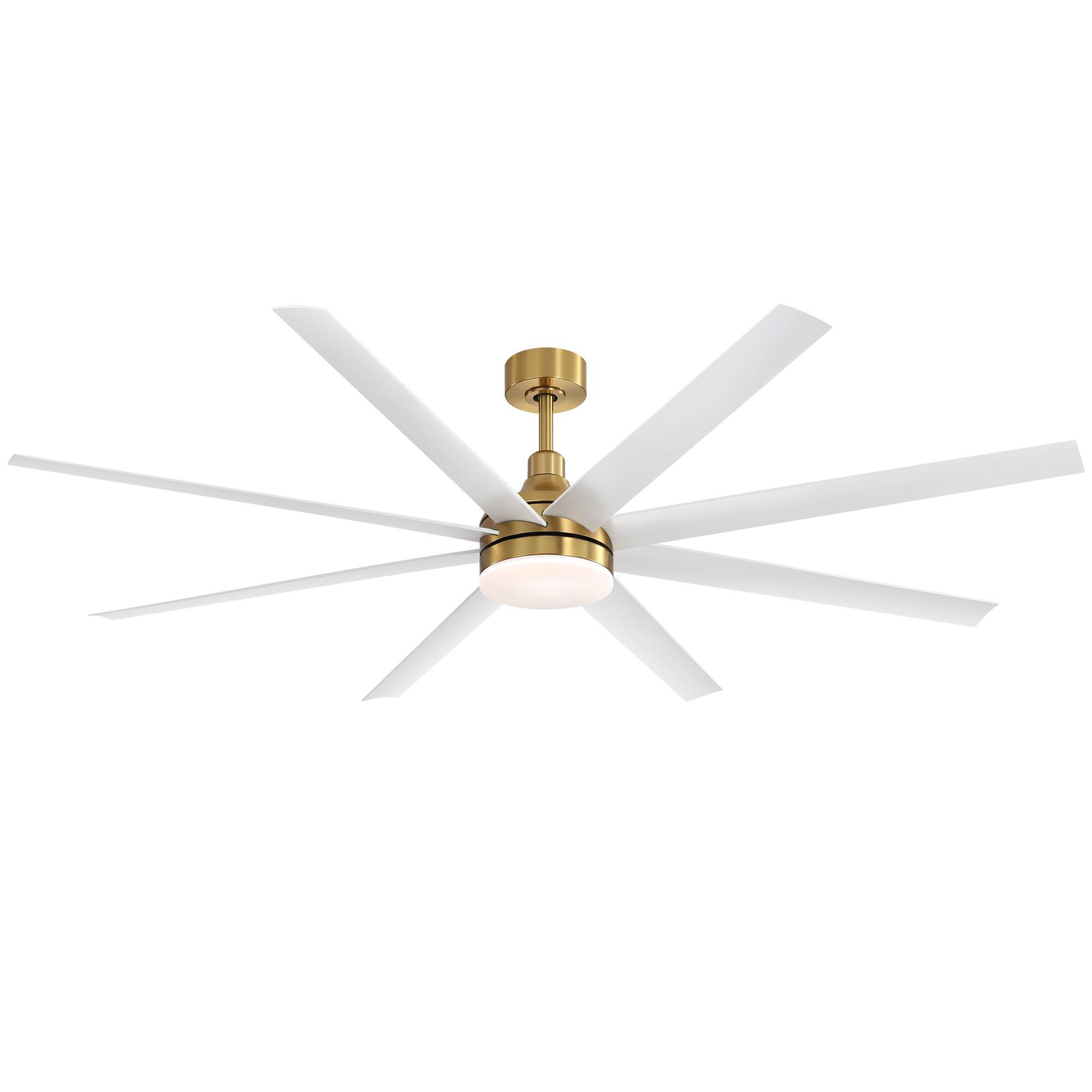 Alt View 9. Breezary - 72-Inch Sleek LED Ceiling Fan with 8 ABS Blades, 3-Color Light, DC Motor, 6-Speed Remote & Timer - 72-inch white and gold.