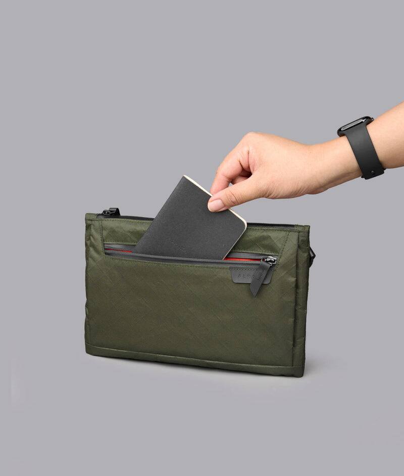 Alt View 2. ALPAKA - Zip Pouch Max V2 Wallet Pouch, 2L Slim EDC Organizer Sling, Fits iPad Mini, YKK AquaGuard - Green Ultradyne 100D.