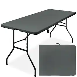 Best Choice Products - 6ft Plastic Folding Table, Indoor Outdoor Heavy Duty Portable w/ Handle, Lock - Dark Gray