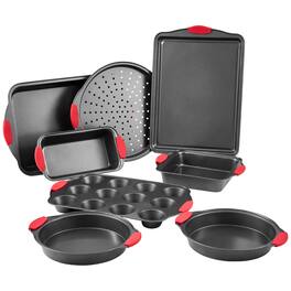 VEVOR - Baking Pans Set, 8-Piece, Nonstick Carbon Steel Cookware Sheets & Trays, Stackable Kitchen Oven Bakeware Cooking Sets - Charcoal Black