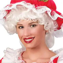 Fun World - 8" Mrs. Santa Claus Curly Christmas Wig Women Costume Accessory - One Size - White