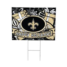 Evergreen Enterprises - New Orleans Saints 24" x 18" Happy Holidays Christmas Outdoor Staked Yard Sign - Multicolor