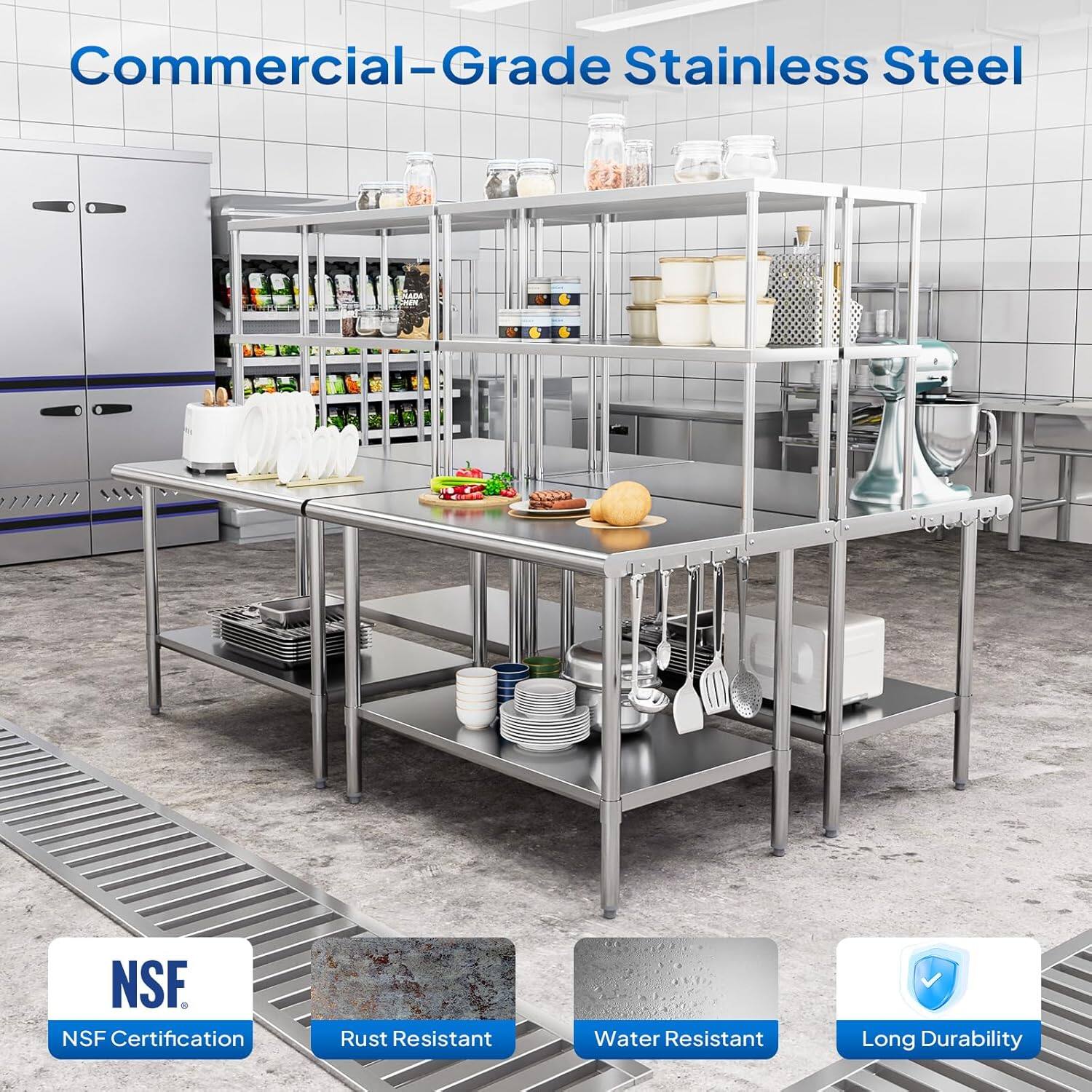Commercial-Grade Stainless Steel

NSF Certification
Rust Resistant
Water Resistant
Long Durability