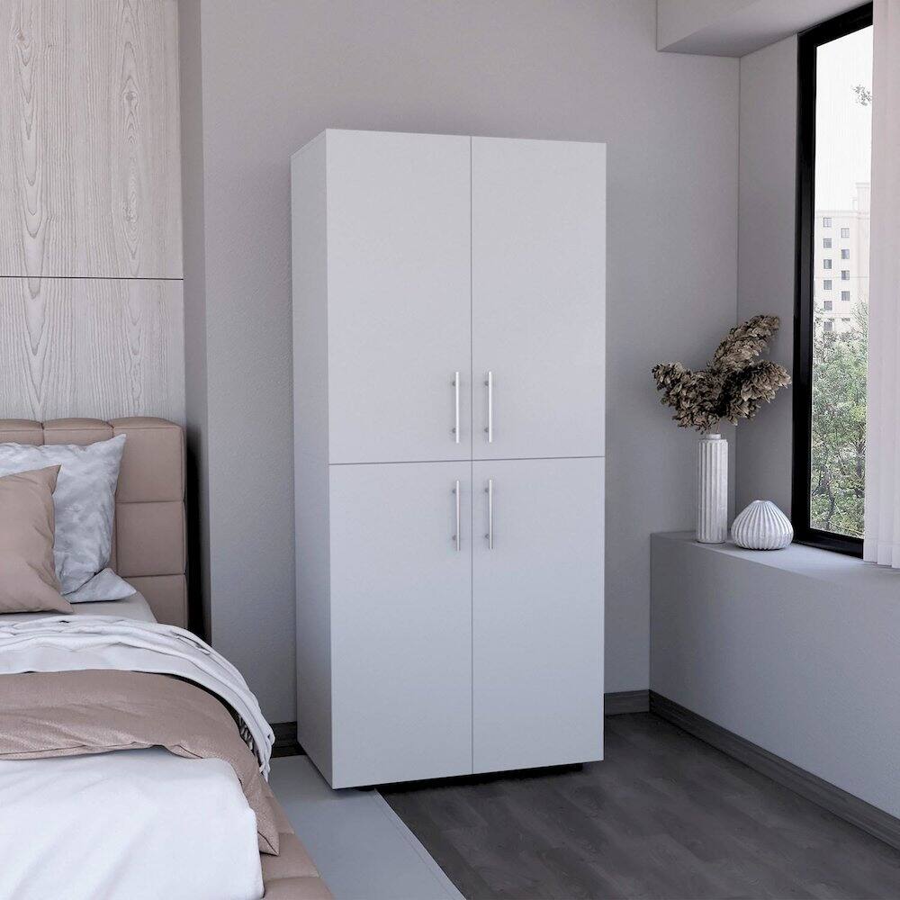 Alt View 2. TuHome - Hazel Armoire White MDF - White.
