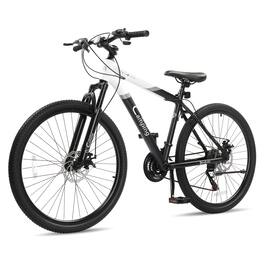 Winado - 27.5-Inch Mountain Bike 21 Speed Dual Disc Brakes Steel Frame,Sturdy Steel Frame, Front Suspension,Twist Shifting - Black & White