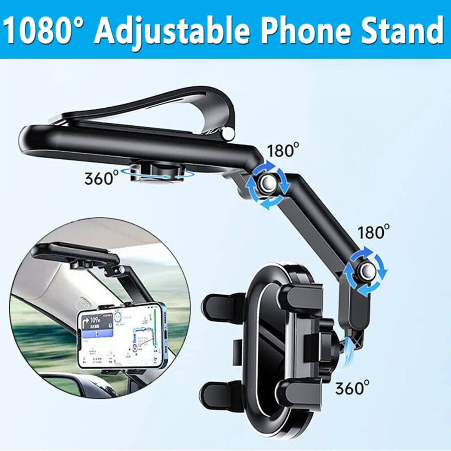 1080° Adjustable Phone Stand
360°
180°
180°
360°