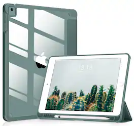 DTTO - Case for iPad 6th / 5th Generation 9.7 inch Case iPad Air 2 & 1 Case, Clear Back,Built-in Pencil Holder, Auto Sleep/Wake - Green
