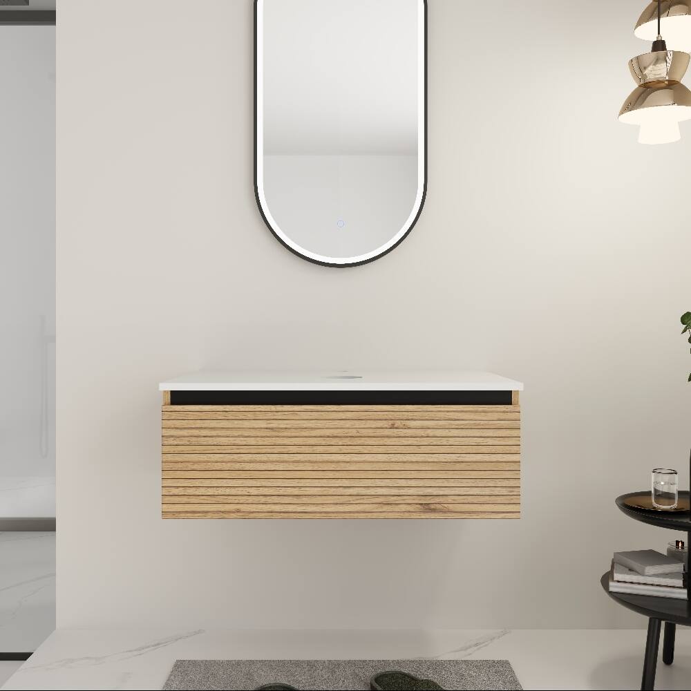 Angle. Loheer - Loheer 30 inch wall mounted bathroom vanity Base Without Sink Light Coffee - Light Coffee.