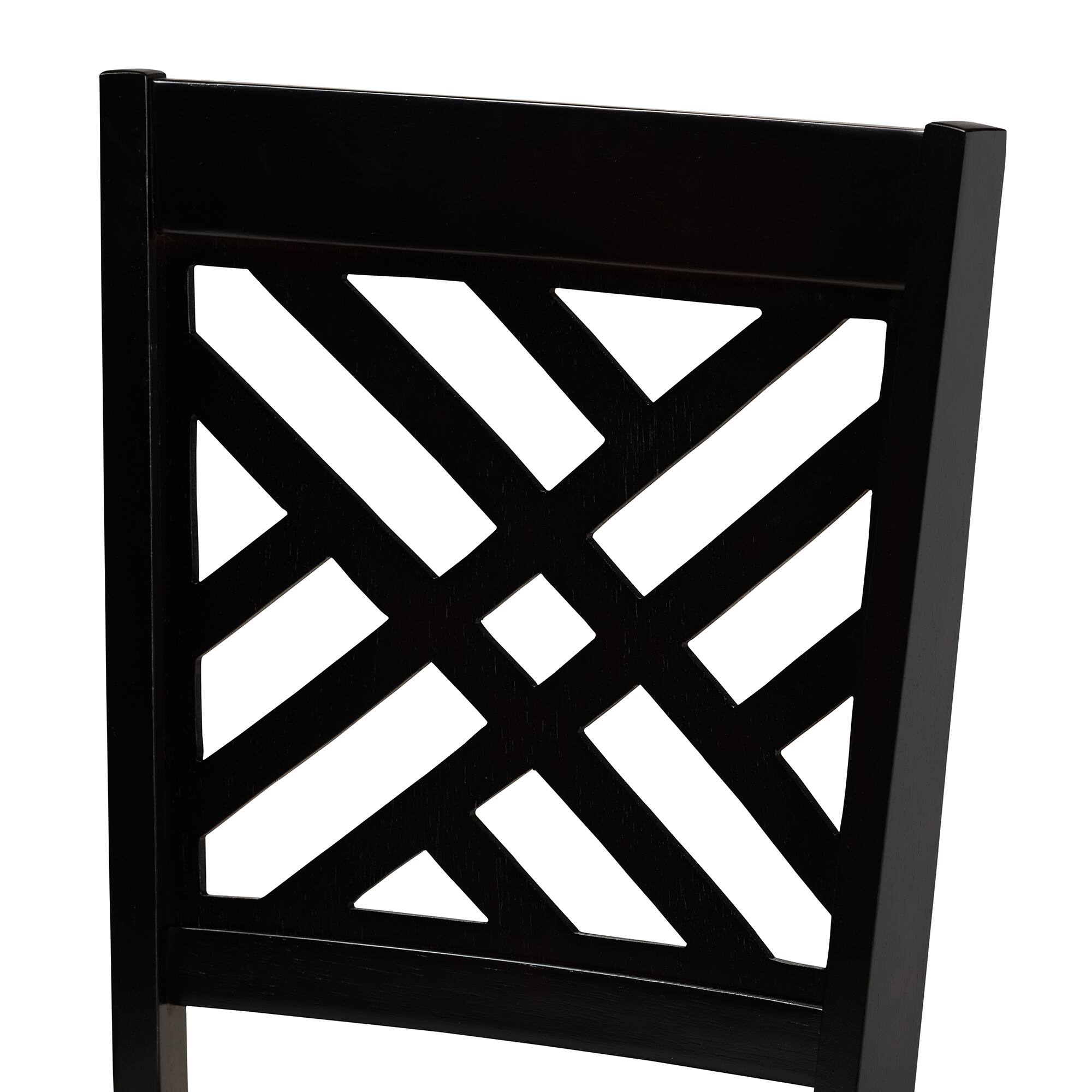 Back. Baxton Studio - Caron Modern Fabric Upholstered Espresso Finished Wood 2-Piece Dining Chair Set Set - Grey/Espresso.