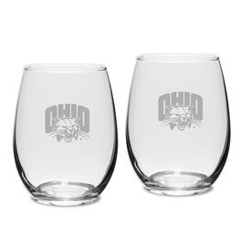 Jardine - Ohio Bobcats 2-Piece 15oz. Stemless Wine Glass Set - Multicolor
