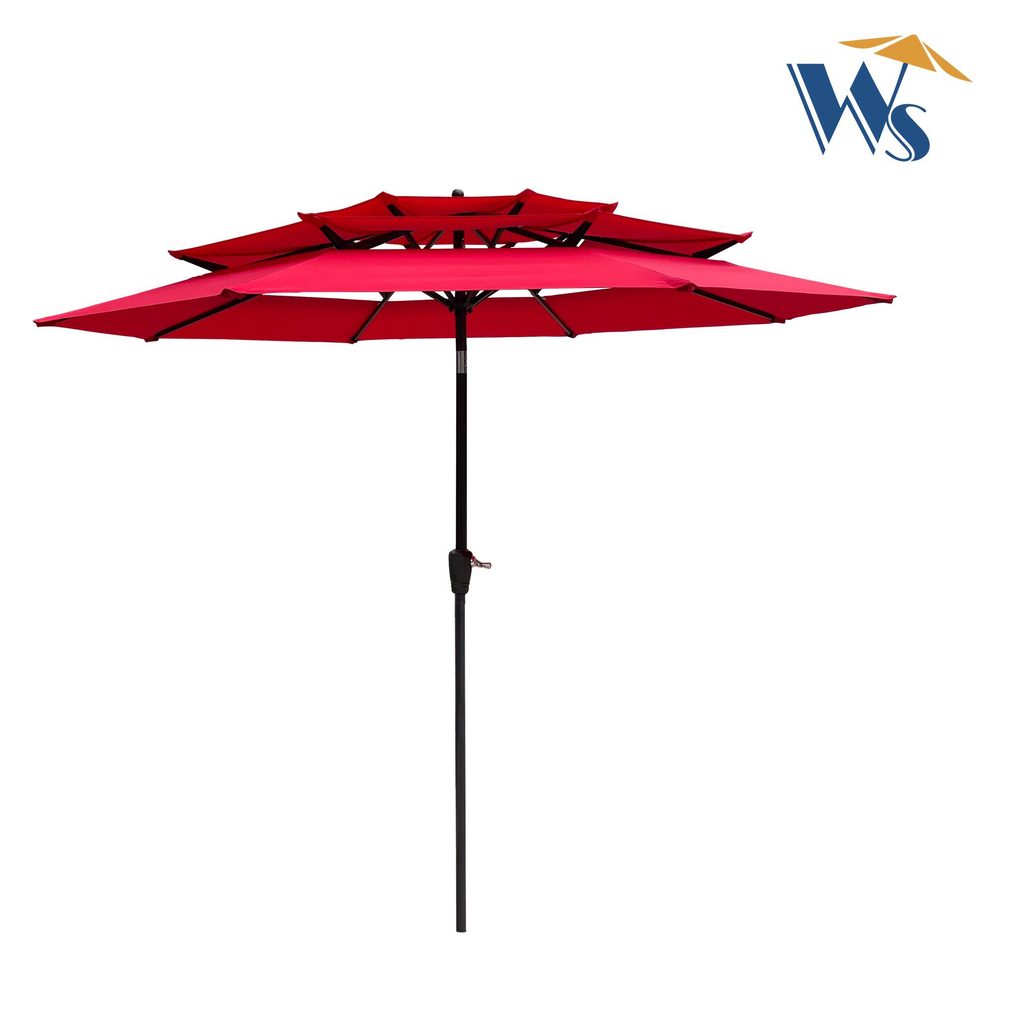 Back. Loheer - Loheer 9Ft 3 Tier Patio Umbrella Round Outdoor Pool Shade with Crank and Tilt.