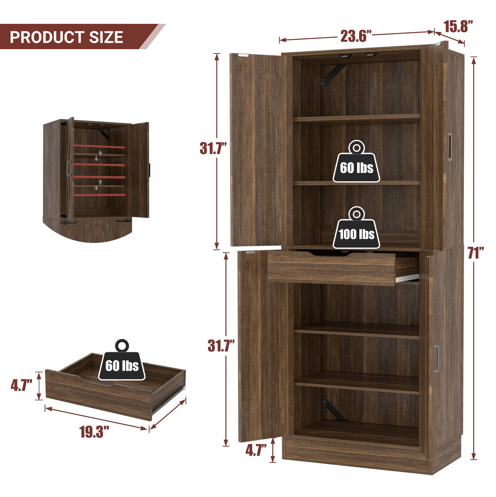 PRODUCT SIZE  
23.6" x 15.8" x 31.7"  
60 lbs  
100 lbs  
71"  
4.7"  
60 lbs  
31.7" x 19.3" x 4.7"
