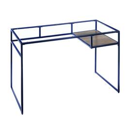 Manhattan Lane - Rectangular Glass Top Desk with Open Compartment and Sled Base - Blue
