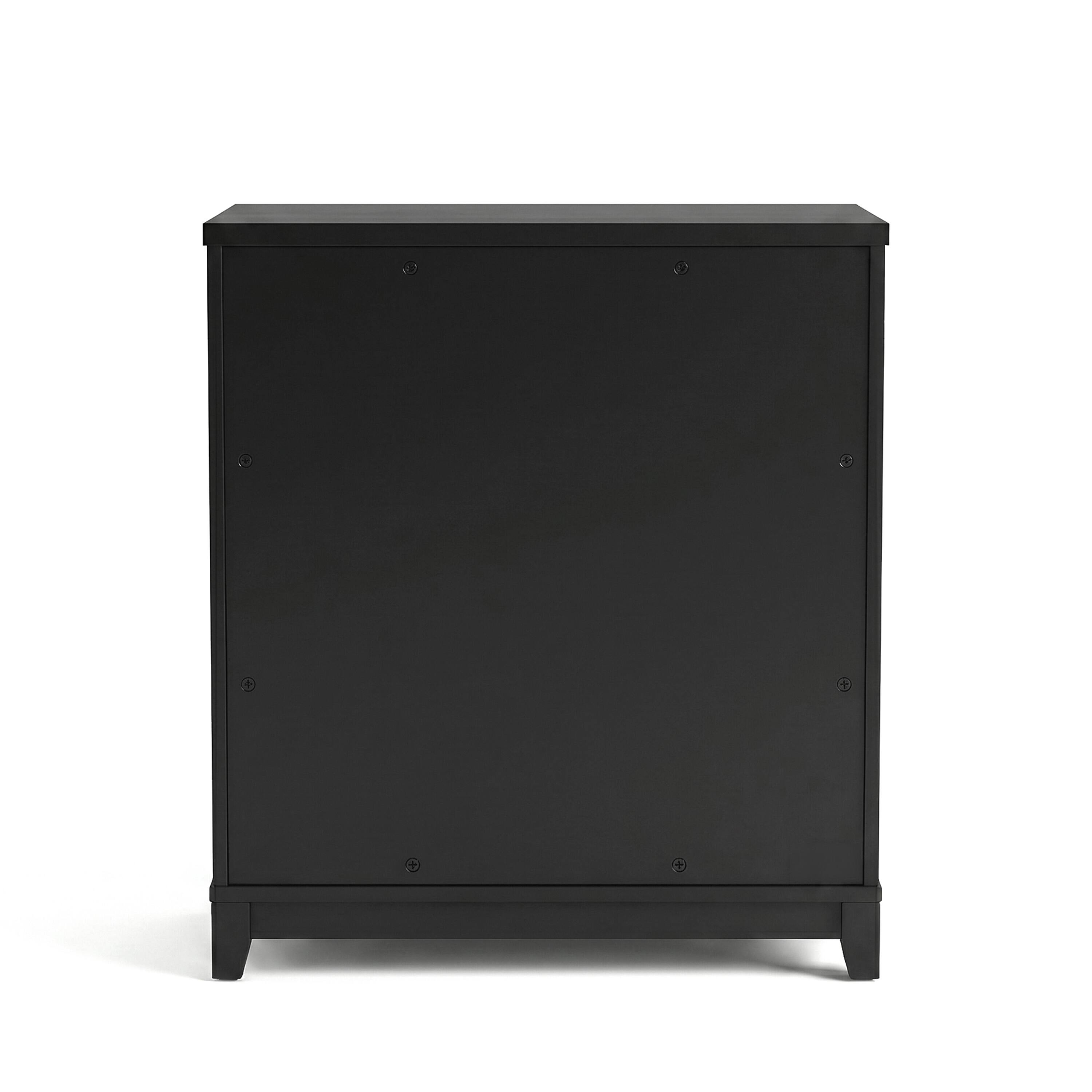Alt View 10. Martha Stewart - Bedford Modular 3-Drawer Wooden Storage Media Cabinet with Hardware, Solid Wood Frame and Legs - Black Frame/Gold Hardware.