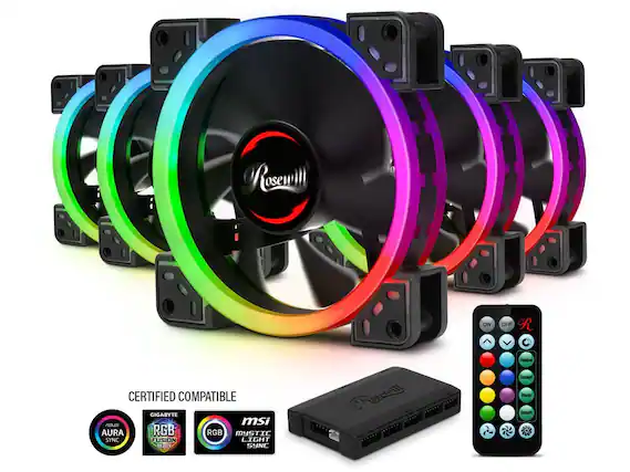 Rosewill
CERTIFIED COMPATIBLE
- ASUS AURA SYNC
- GIGABYTE RGB FUSION
- MSI MYSTIC LIGHT SYNC
- RGB READY
ON OFF
Rainbow
Gradient
Blade
Breath