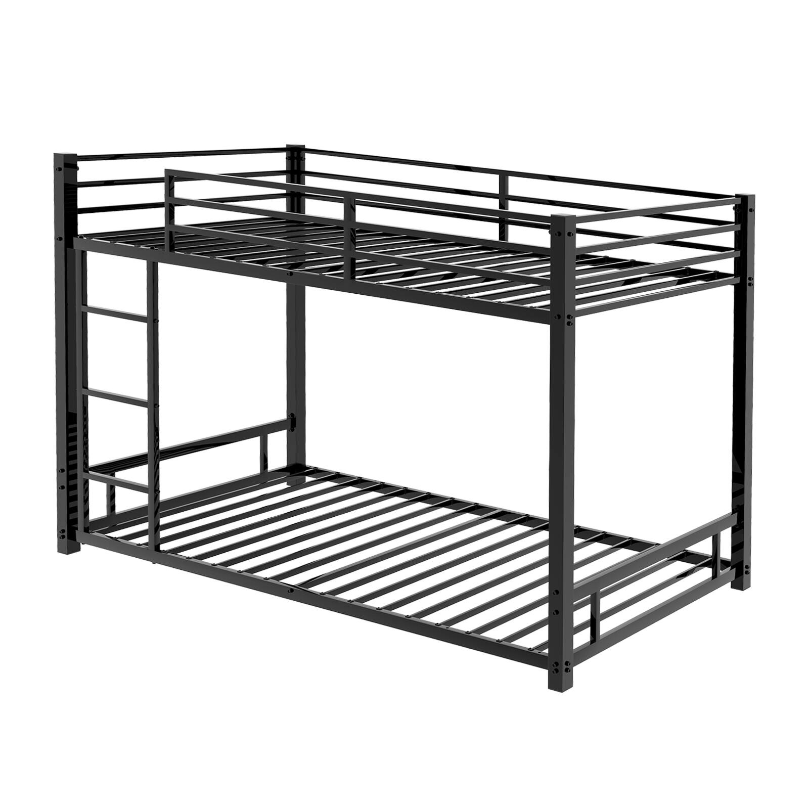 Alt View 9. Loheer - Loheer Metal Twin Over Twin Bunk Bed Heavy Duty Sturdy Frame Noise Free Black - Black.