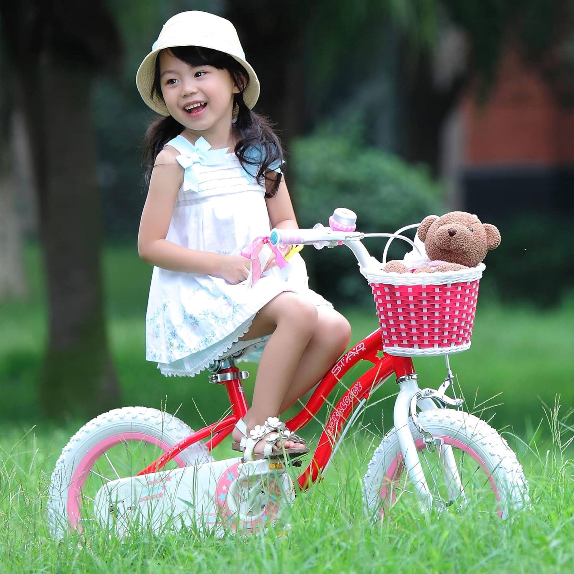 Alt View 4. RoyalBaby - RoyalBaby Stargirl Children's Outdoor Bicycle, 18 Inch with Kickstand, Pink - Neon Pink.