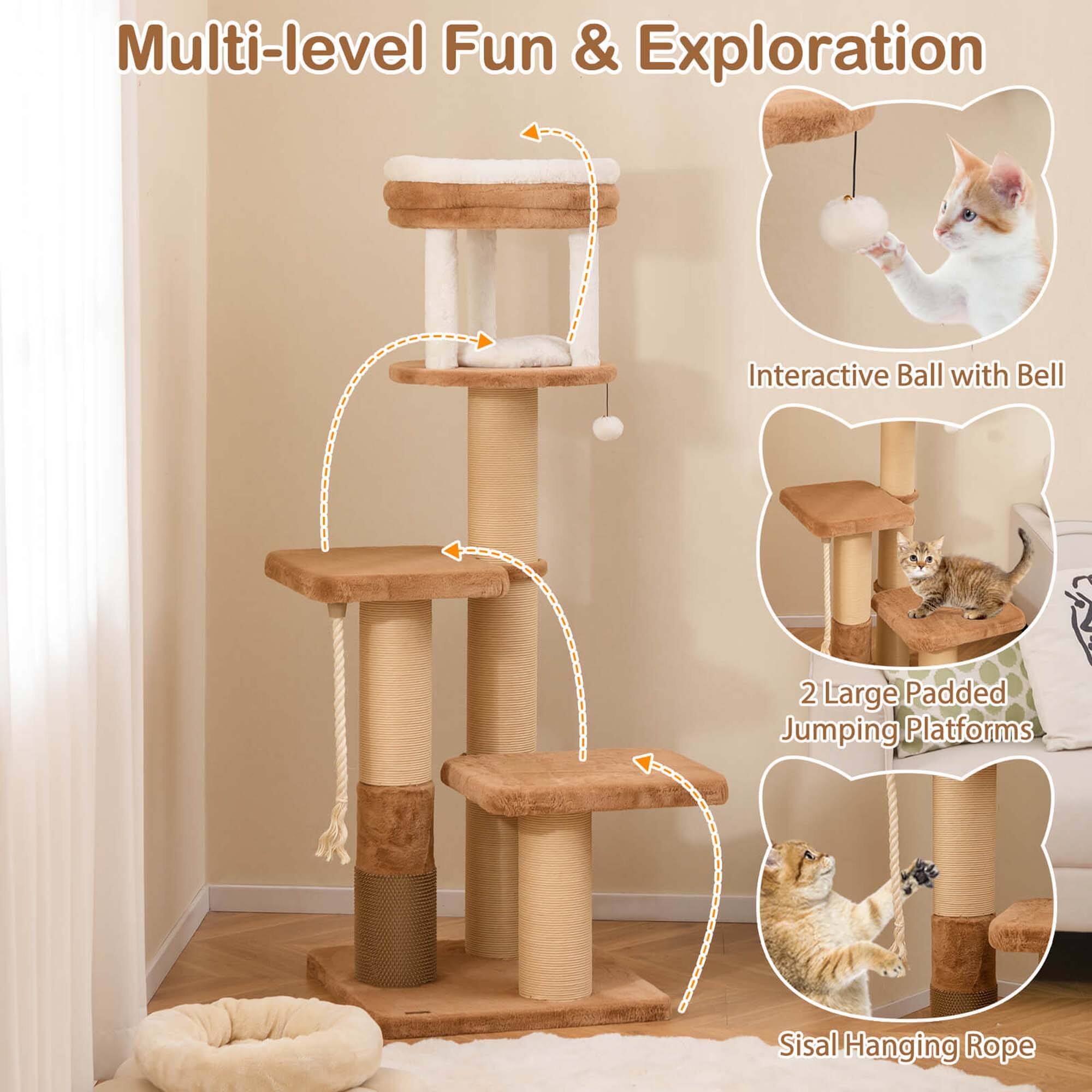 Multi-level Fun & Exploration

Interactive Ball with Bell
2 Large Padded Jumping Platforms
Sisal Hanging Rope
