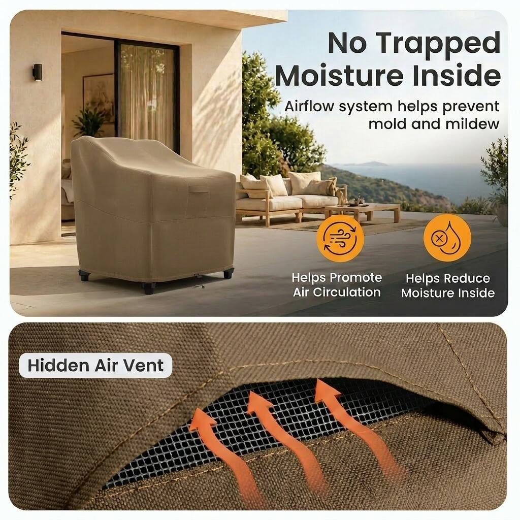 No Trapped Moisture Inside  
Airflow system helps prevent mold and mildew  

Helps Promote Air Circulation  
Helps Reduce Moisture Inside  

Hidden Air Vent