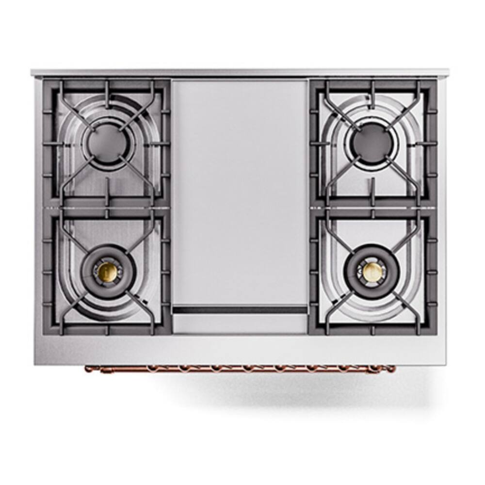 Alt View 5. ILVE - ILVE Nostalgie II Series 36 in. Dual Fuel Range with 6 Sealed Burners + Griddle (Natural Gas, Copper Trim) - Glossy Black.