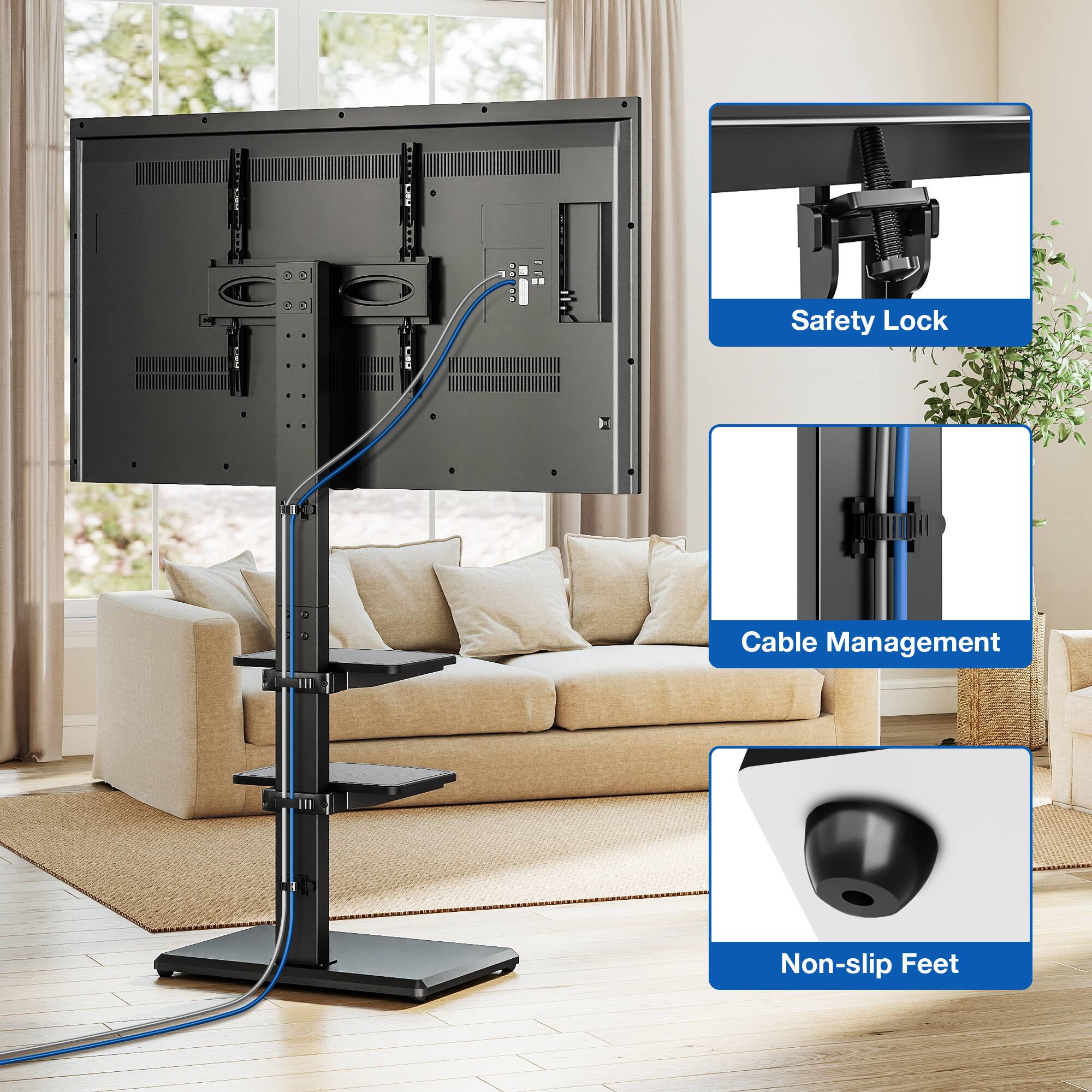 Safety Lock  
Cable Management  
Non-slip Feet