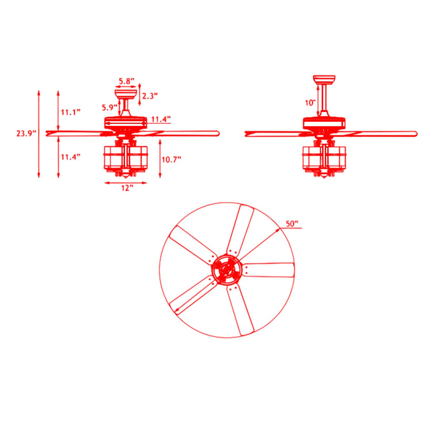 5.8"  
11.1"  
5.9"  
2.3"  
11.4"  
10"  
23.9"  
11.4"  
10.7"  
12"  
50"