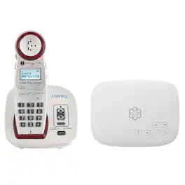 Ooma - VoIP Home Phone with Telo IP Wired Adapter, Clarity Amplified Cordless Phone with Visual Ringer, 24/7 Concierge Plan - White