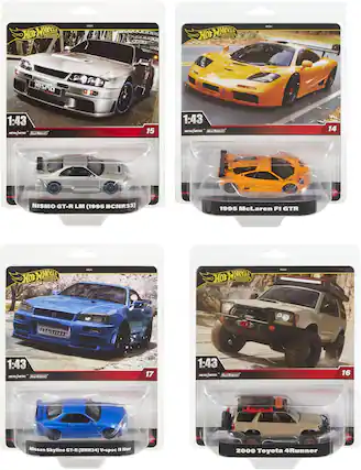 - HOE WHeeLs FEISICN - HOD OWHeers - SO NISMO 1:43 MM
- Adess 15 1:43 / WepAde o Rideva 14 NISMO GT-R LM (1995 BCNR33)
- 1995 McLaren F1 GTR
- HOE WHeels TT - HoYWKee' HEE - nsm 1:43 /METAL METAL Heachden 17
- Nissan Skyline GT-R (BNR34) V-spec II Nur
- 2000 Toyota 4Runner