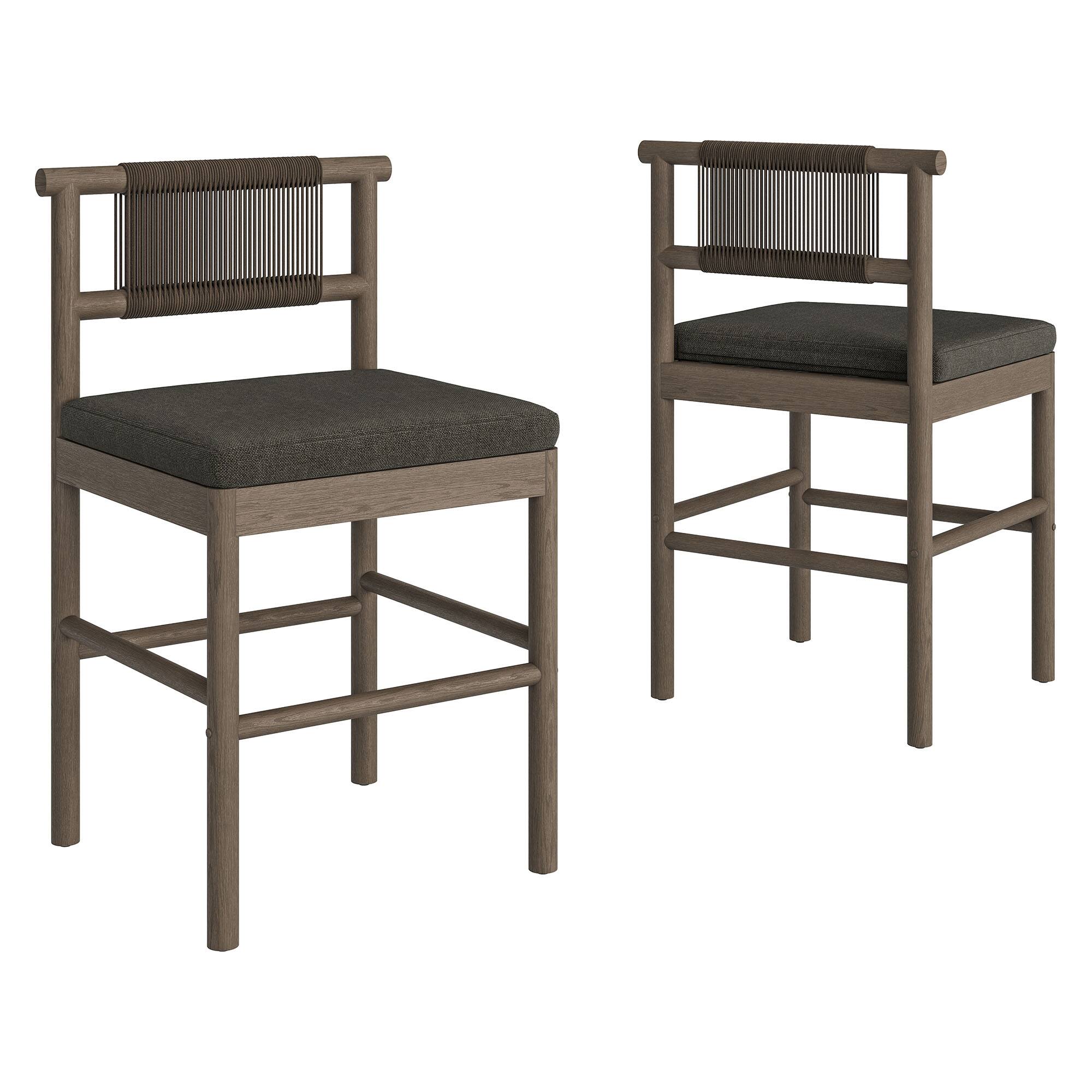 Angle. Modway - Eleni Outdoor Teak Wood Counter Stools Set of 2 by Modway - Weathered Gray Flint.