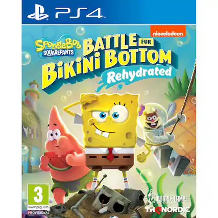 PS4 Nickelodeon SpongeBob SquarePants Battle for Bikini Bottom Rehydrated
PEGI 3
www.pegi.info
Provisional
Purple Lamp Studios
THQ Nordic - T (Teen 13+)