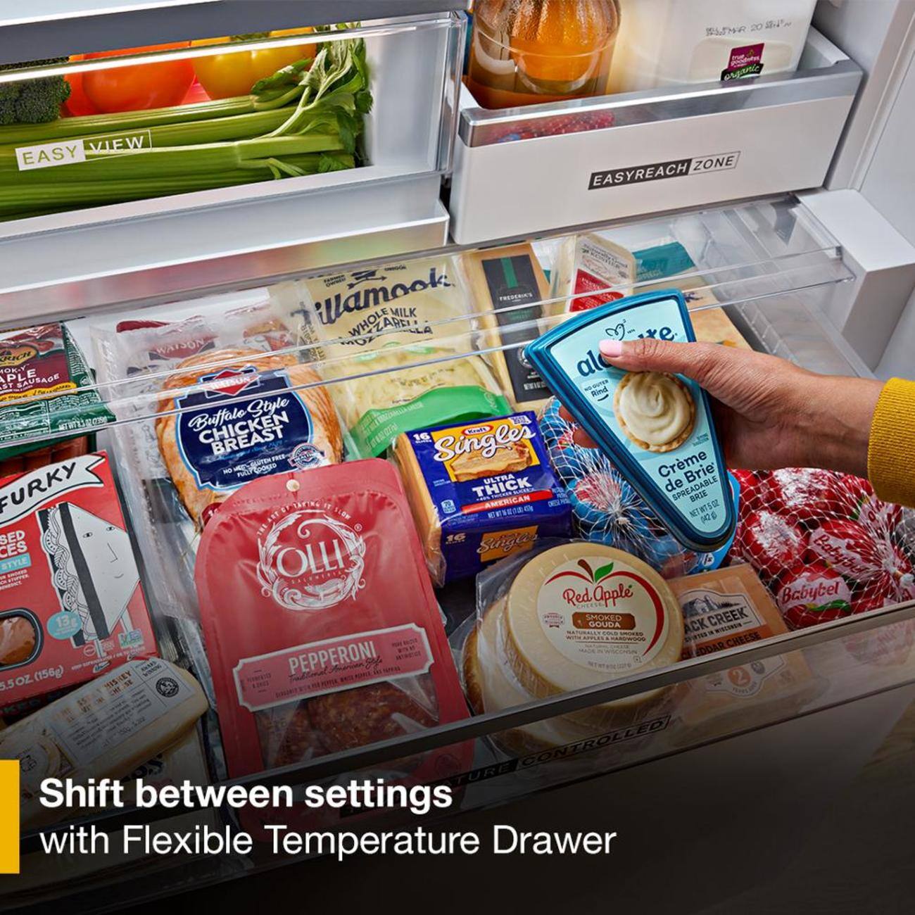 20 BALMAR  
EASY VIEW ZONE EASYREACH  
Wamook WHOLE MILK RICH WAISON APLE OK-Y SAUSAGE al ST Rind Buffale Style CHICKEN 16 Singler narboogso ULTRA Crme de Brie* FURKY THICK AMERICAN SPREADABLE BRIE NET 042g SED Suigle CES OLLI Babybel STYLE Red Apple Babybel SMOKED GOUDA ACK CREEK WISCONDIA DES CHEESE elia PEPPERONI EDDAR 5.5OZ.(156g)  
HISNEY TURE CONTROLLED  
Shift between settings with Flexible Temperature Drawer