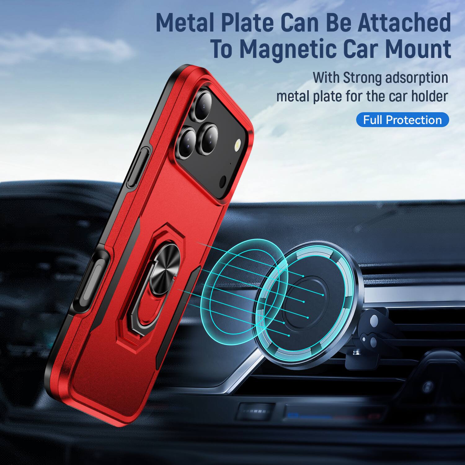 Metal Plate Can Be Attached To Magnetic Car Mount

With Strong adsorption metal plate for the car holder

Full Protection