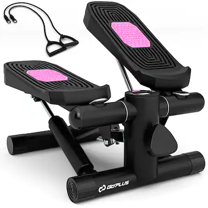 Front. Costway - Costway Mini Stepper for Exercise at Home with Resistance Bands Adjustable Height - Black.