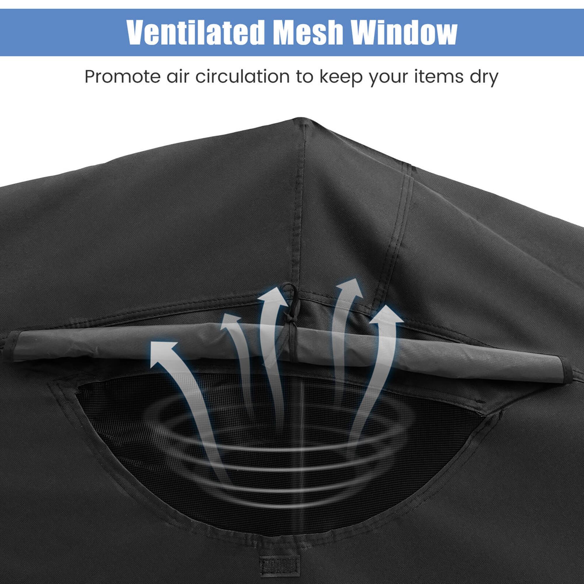 Ventilated Mesh Window  
Promote air circulation to keep your items dry