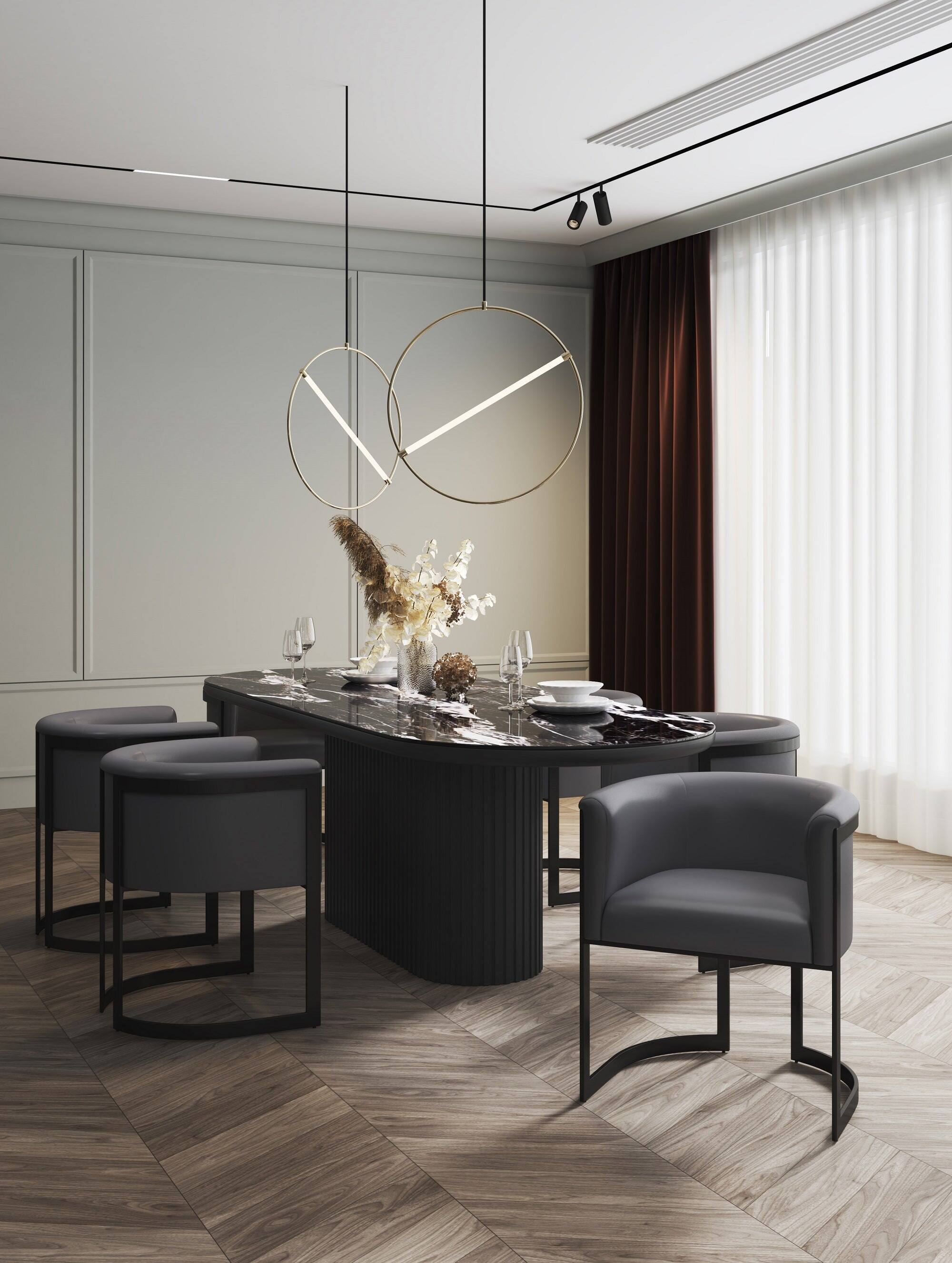 Angle. Manhattan Comfort - Corso Modern Metal Vegan Leather Dining Chair - Graphite.