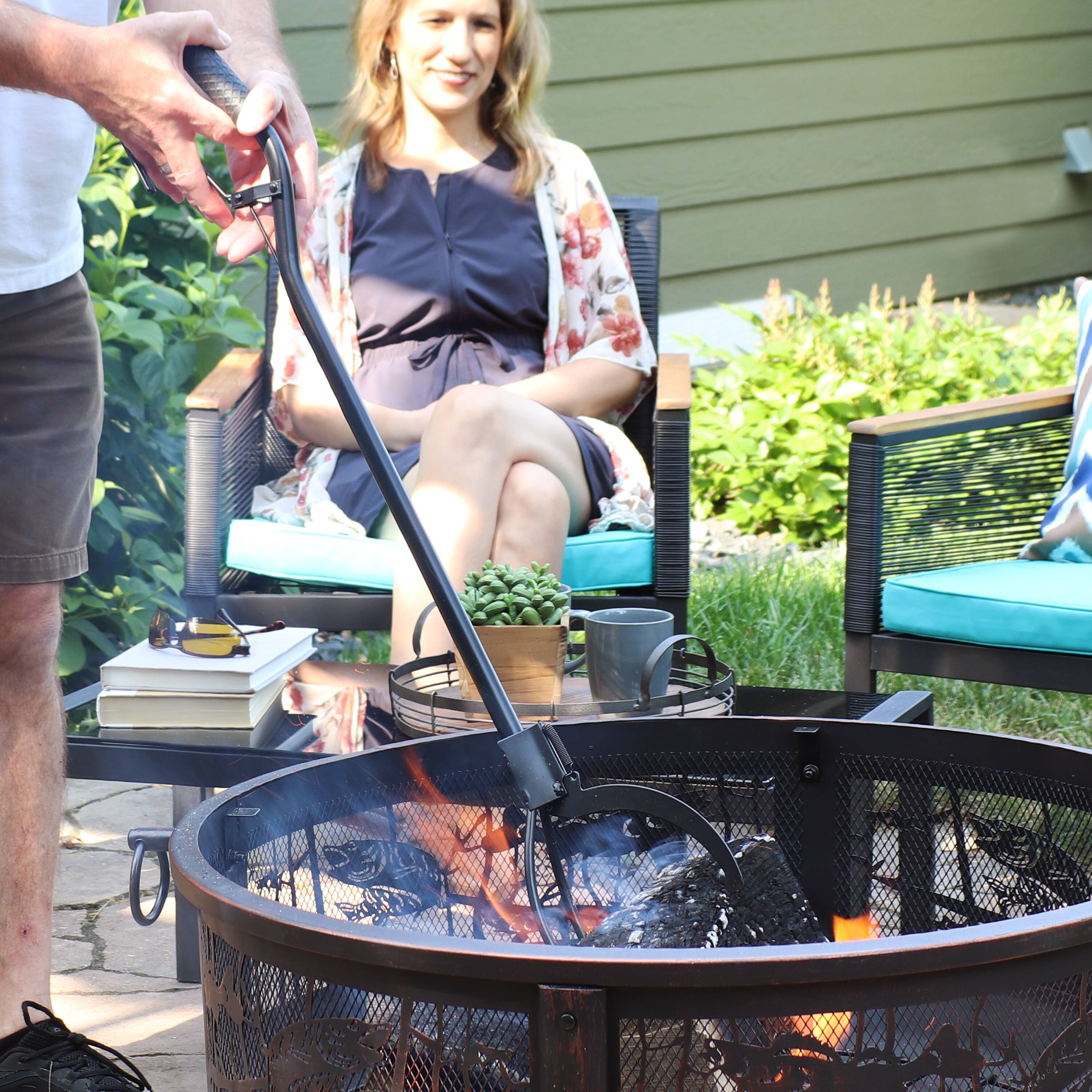 Alt View 3. Sunnydaze - 36 in Steel Spring-Loaded Firewood Log Grabber Claw - Black.