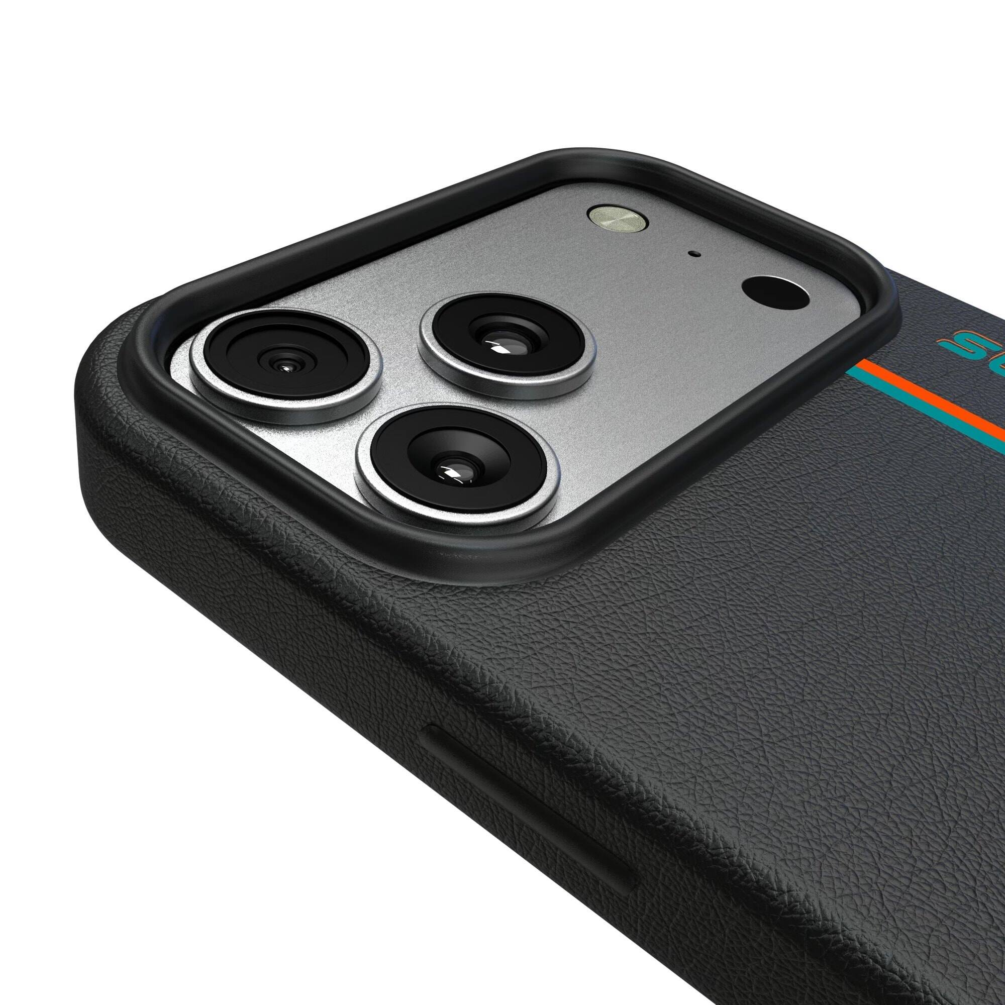 Alt View 2. Keyscaper - Miami Dolphins iPhone Magnetic Bump Case - 16 Pro Max - Black.
