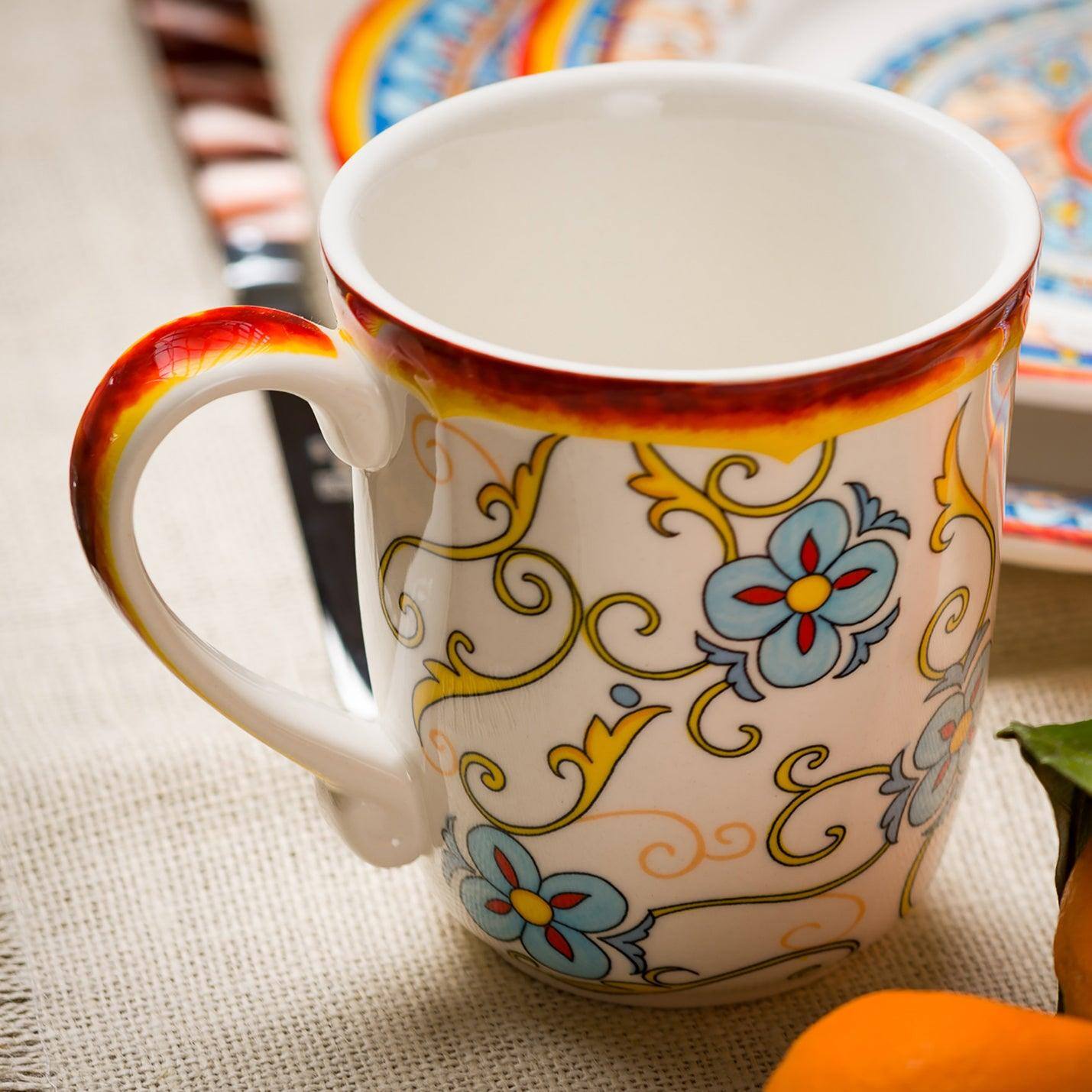 Alt View 1. Euro Ceramica Home - Duomo Stoneware Mug Set, 4-Pack, 16 oz - gold.