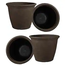 Sunnydaze - 20 in Anjelica Dual-Wall Polyresin Planter - Set of 4 - Sable