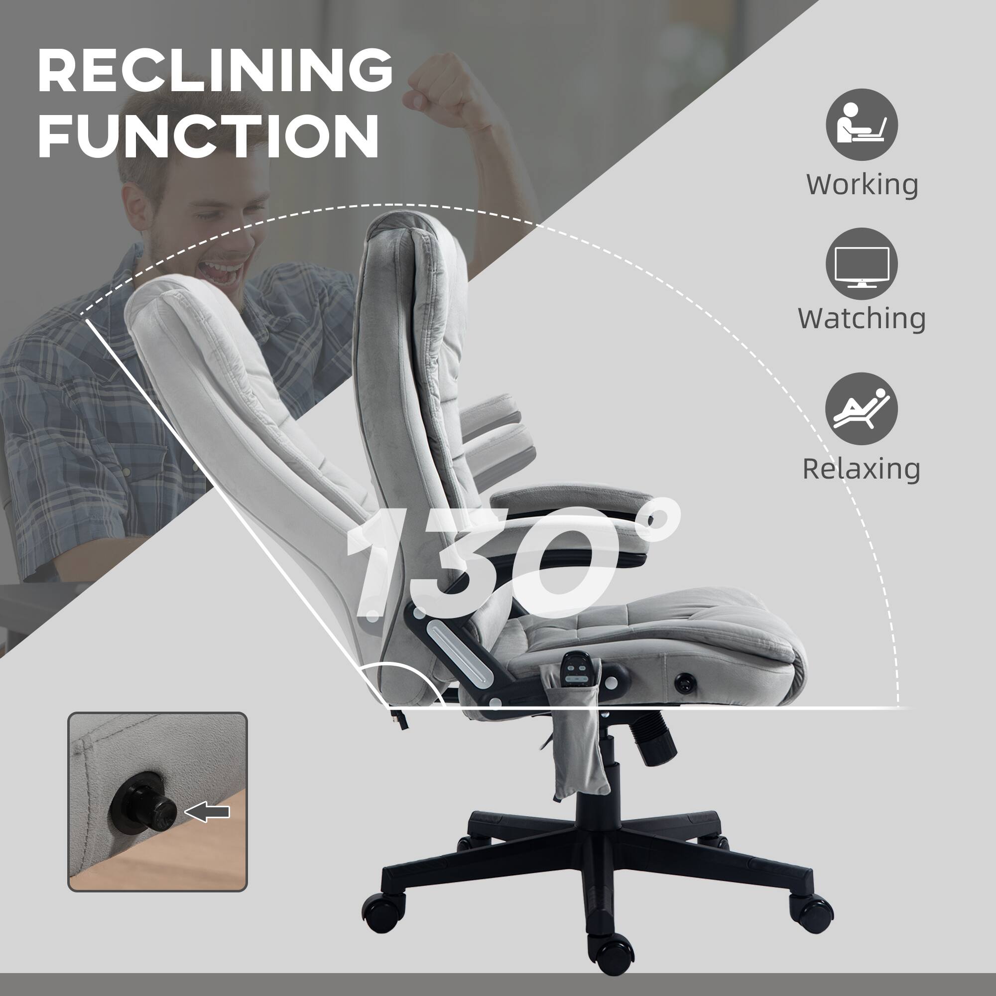 RECLINING FUNCTION
Working
Watching
Relaxing
130°
