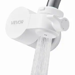 VEVOR - Faucet Mount Water Filter, Horizontal Water Purifier for Sink Tap, Carbon Fiber Filters, Removes Chlorine Lead - White