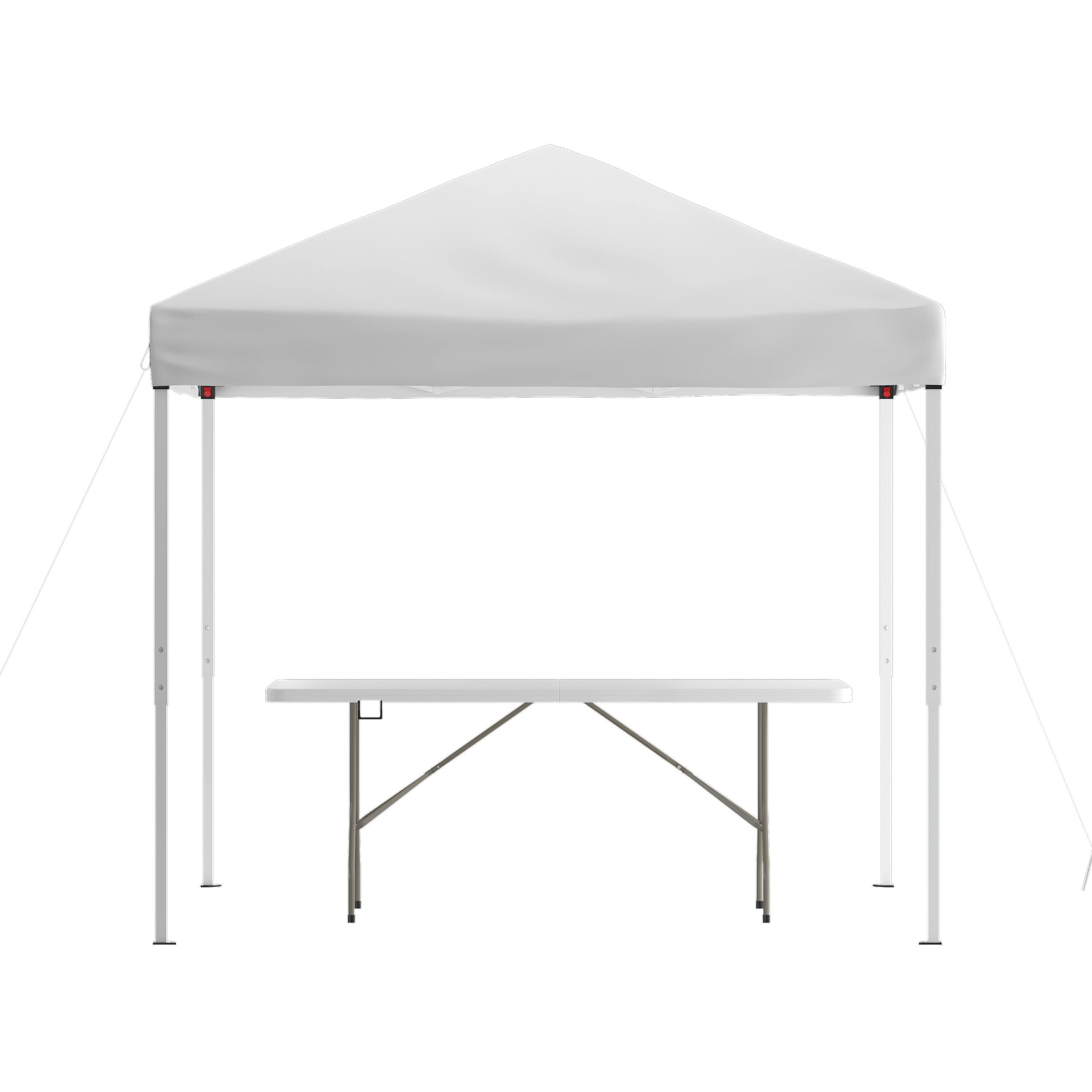 Alt View 1. Emma + Oliver - Outdoor Event/Tailgate Tent Set with Pop Up Event Canopy and Wheeled Case and Bi-Fold Table with Carrying Handle - White.