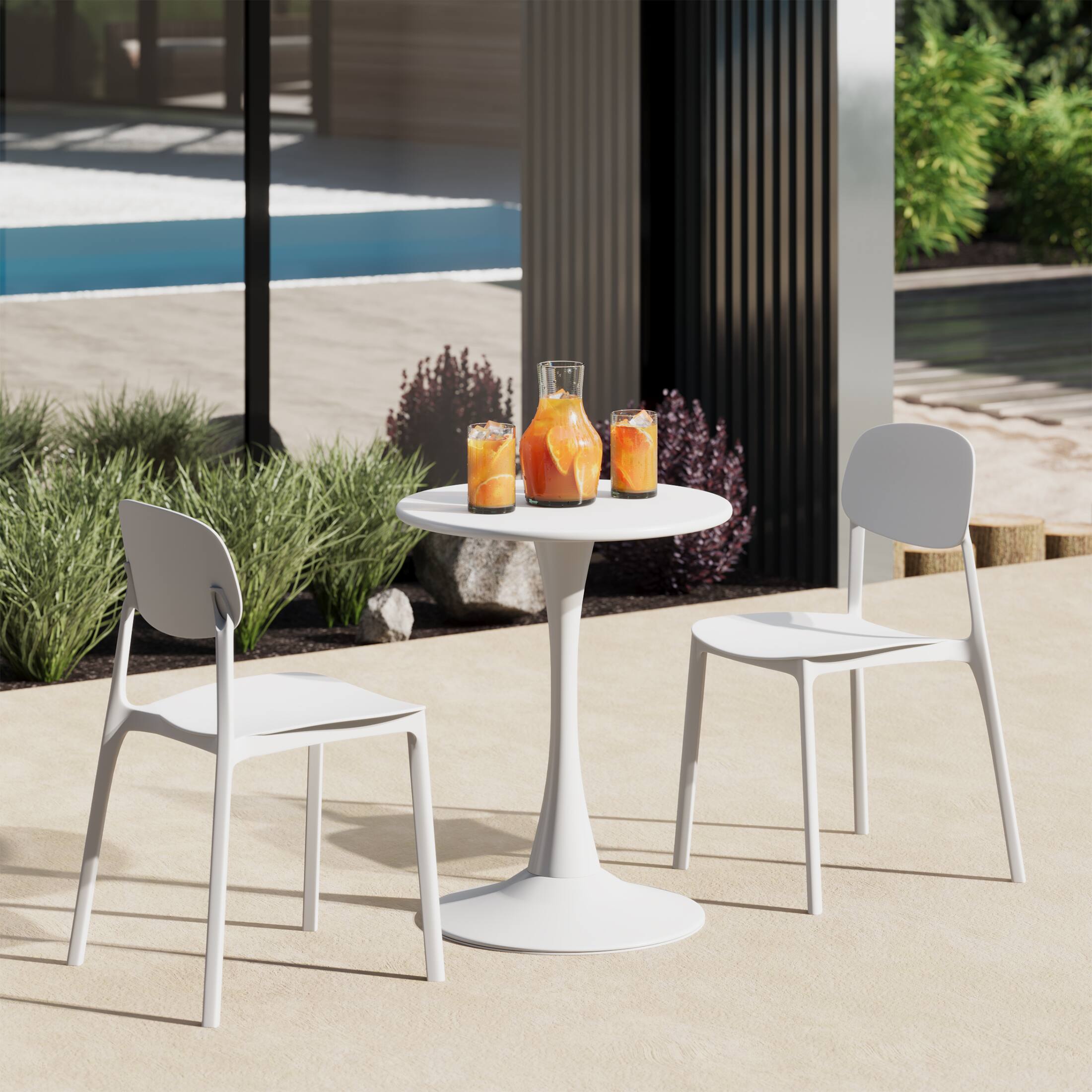 Angle. WestinTrends - WestinTrends Playa Modern Stackable Polypropylene Plastic Patio Dining Chair (Set of 2) - White.