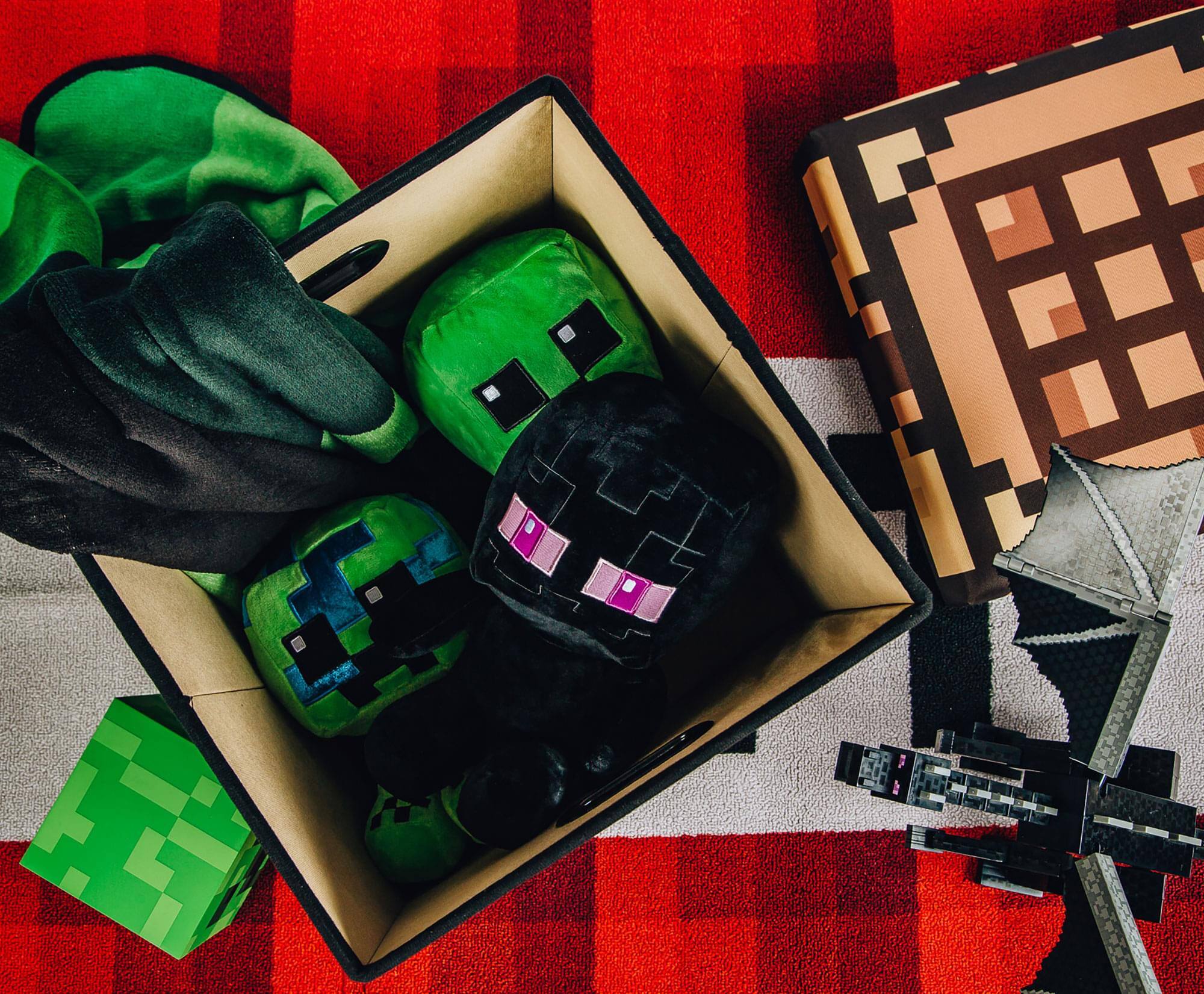 Alt View 2. Ukonic - Minecraft Crafting Table Storage Bin Cube Organizer with Lid | 15 Inches - Brown.